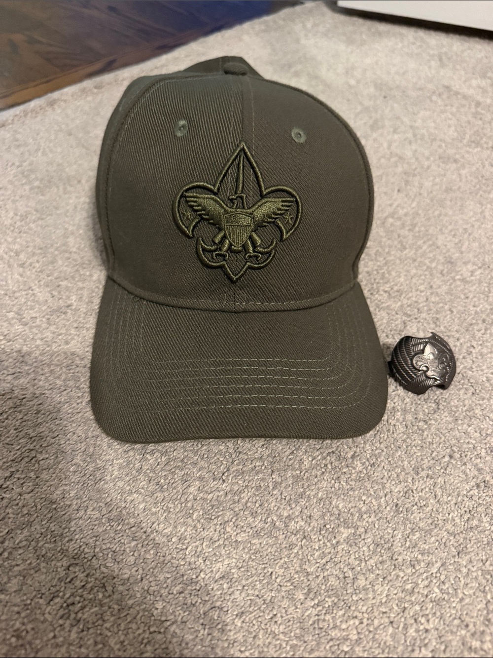 Olive Green Scout Emblem Baseball Cap and neckerchief slide